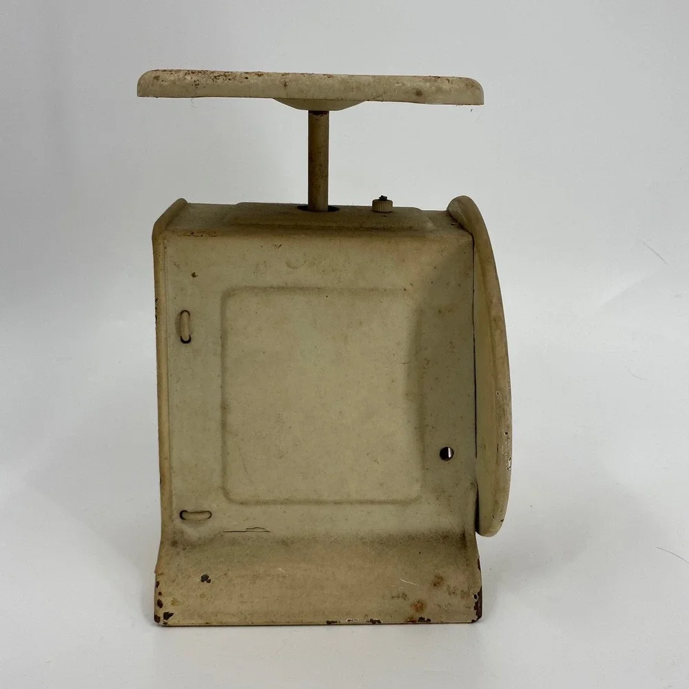 Vintage Way Rite 25lb Household Scale Green Cream Metal Farmhouse Kitchen Decor